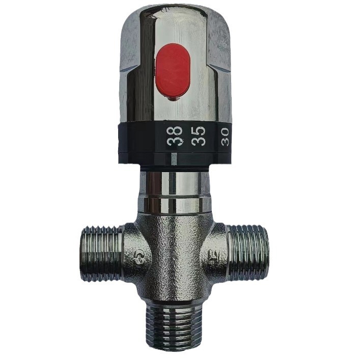 Cross-border exclusive mixing valve, 4-point all-copper electroplated constant temperature pipeline valve, exposed mixing valve, solar water heater pipe Item Picture