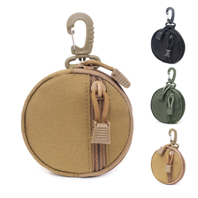 Molle multi-functional key bag, tactical hanging bag, small round bag for loose change storage, portable outdoor sports, riding, marching and enthusiasts full figure