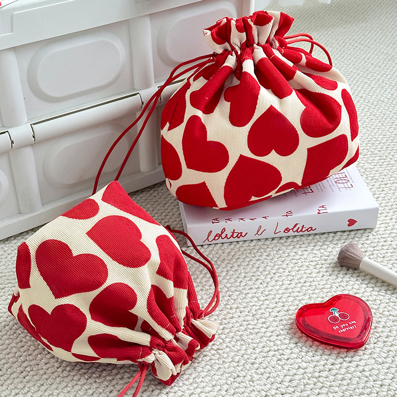 Runhui's new heart-to-heart drawstring storage bag, travel cosmetics storage bag, makeup bag, large capacity, one-piece consignment details Picture