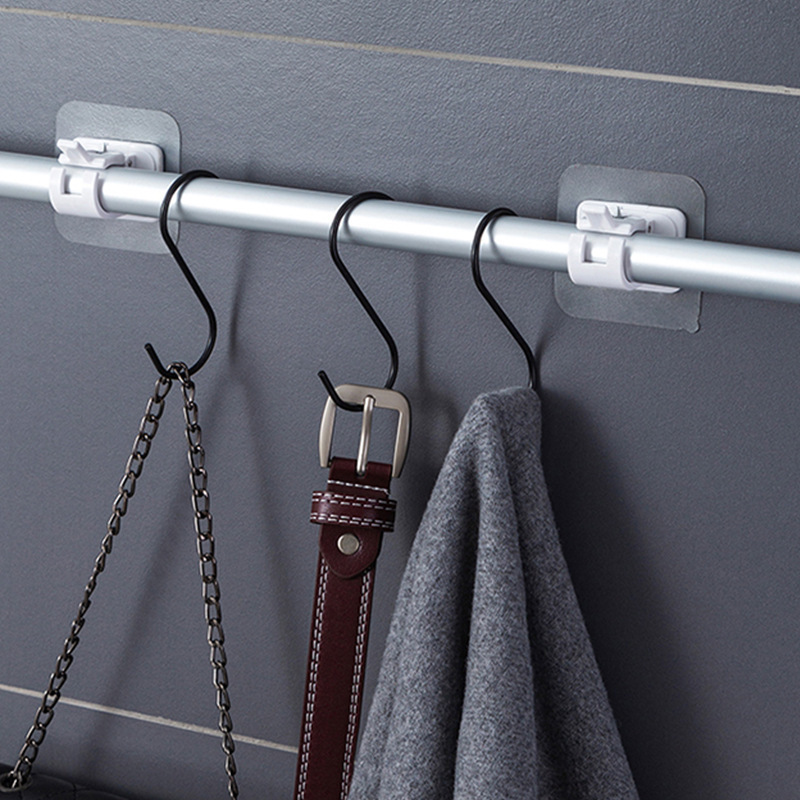 Curtain hook, no need for drilling, curtain rod fixator, hanging rod clamp, shower curtain rod, telescopic hook clamp, hanging rod adhesive hook details Picture