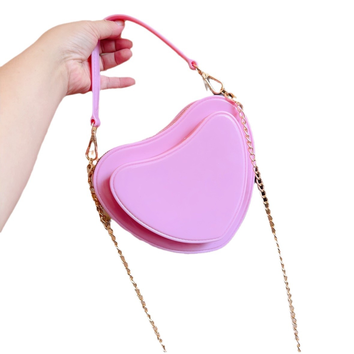 2025 New style PVC cute mini ins heart-shaped bag, children's handbag, women's crossbody Barbie jelly bag Item Picture