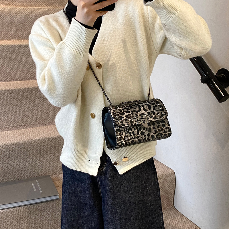 The 2024 new cross-border women's handbag features a stylish and retro chain leopard print bag with a unique and distinctive crossbody design details Picture