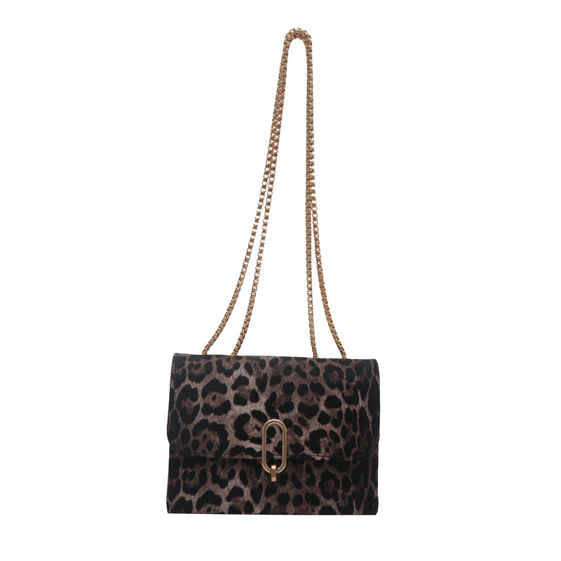 Simple and fashionable leopard print 2024 early autumn new style, simple and stylish commuting retro chain single-shoulder crossbody small square bag for women Item Picture