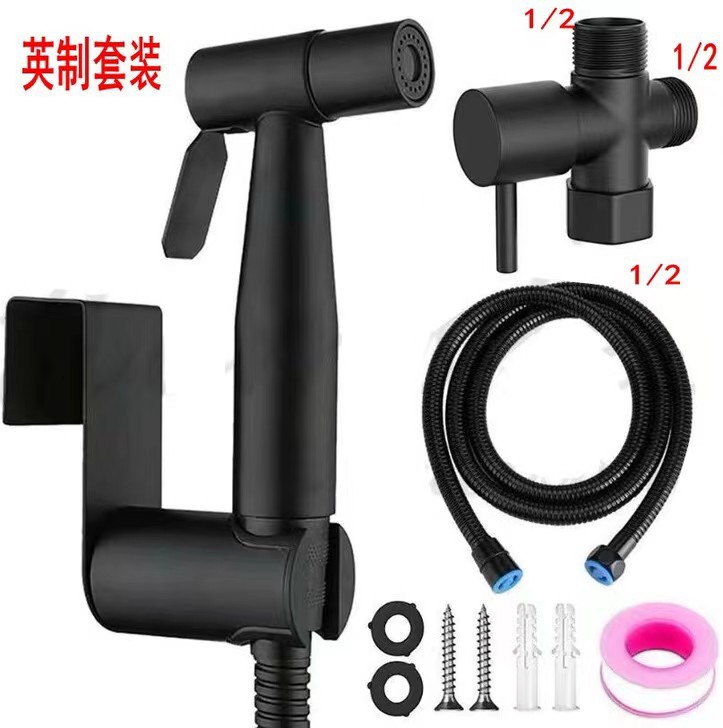 Stainless steel baked paint toilet companion set nozzle, one in and two out, dual handle and dual control, pressurized bathroom spray gun faucet Application Scenario