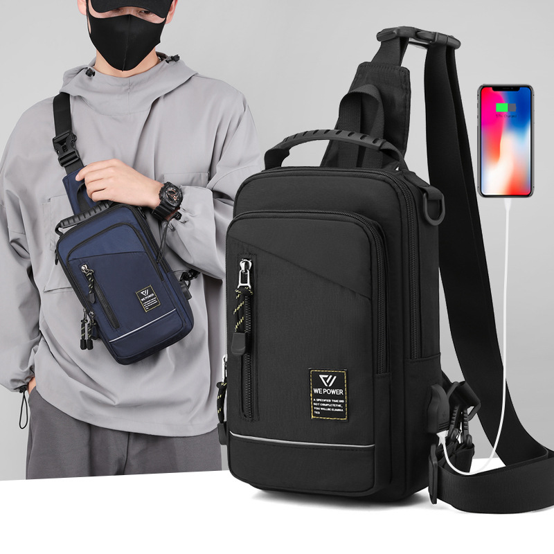 New men's trendy crossbody bag, multi-functional outdoor single-shoulder crossbody bag, Korean-style casual backpack and chest bag full figure