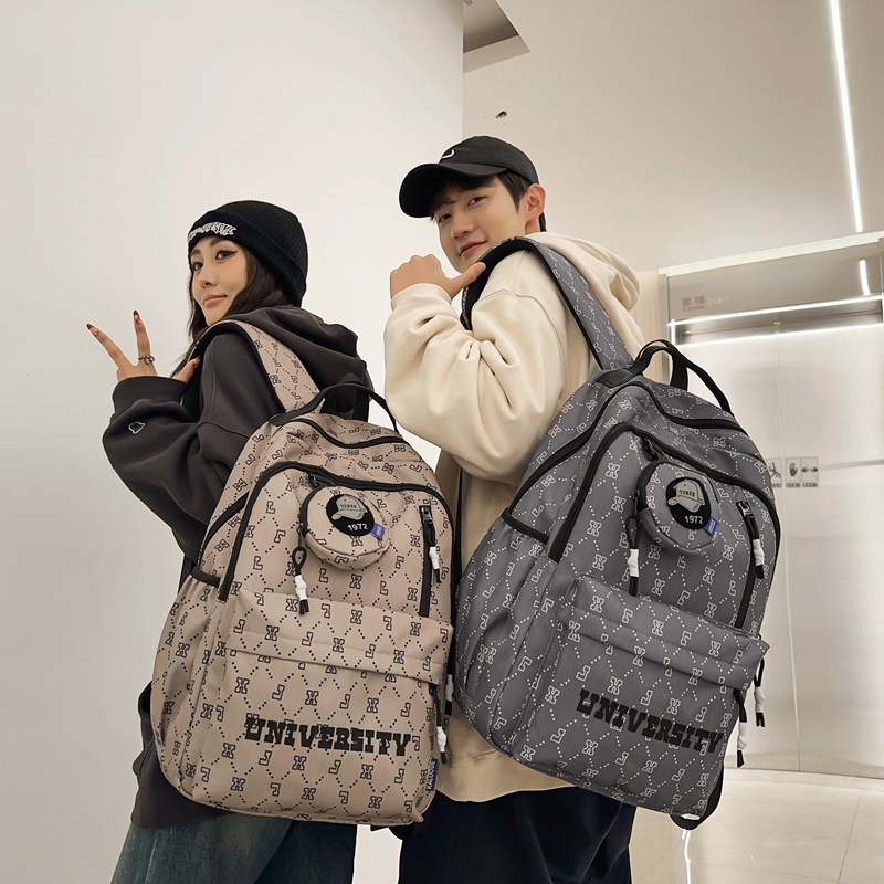 High-quality trendy brand schoolbags, letter trend, large-capacity high school backpack, fashionable backpacks for boys and girls, junior high school students details Picture