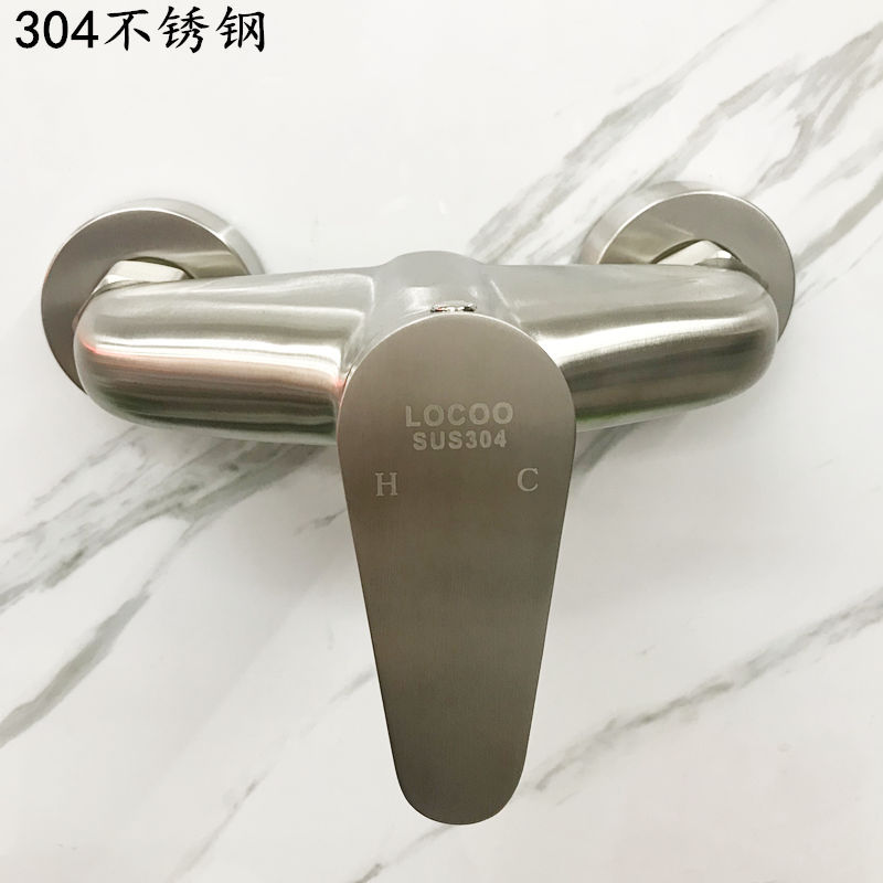 The 304 stainless steel brushed shower room is equipped with a concealed cold and hot three-in-one shower head, a mixing valve and a weighted faucet details Picture