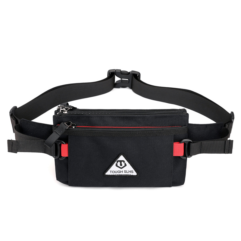 The new men's outdoor waist bag is versatile. It features an Oxford fabric chest bag, a crossbody bag, an ultra-thin, close-fitting running waist bag and a coin purse Specification drawing