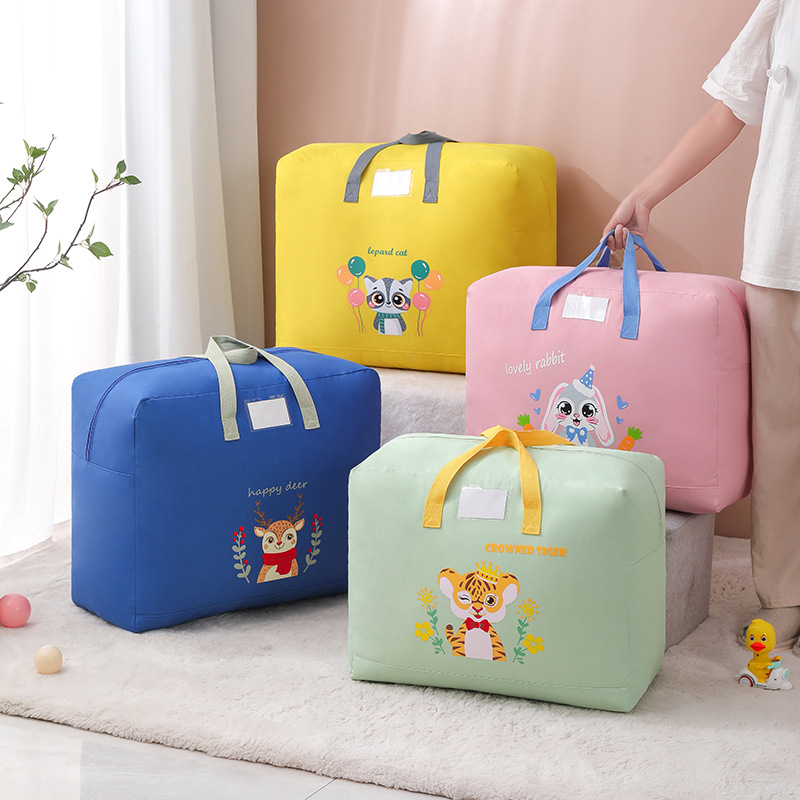 Imported custom-made large-capacity cotton quilts, clothing storage bags, hand-held storage bags, cartoon children's luggage bags, moving bags details Picture