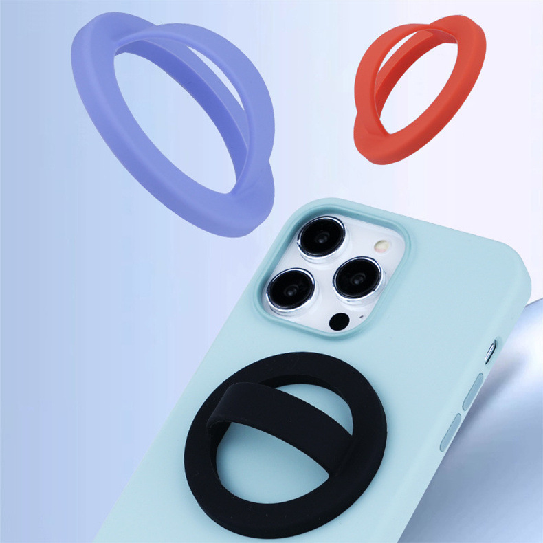 The new creative silicone magnetic ring buckle universal phone stand is suitable for the back sticker stand of Apple and Android phones details Picture