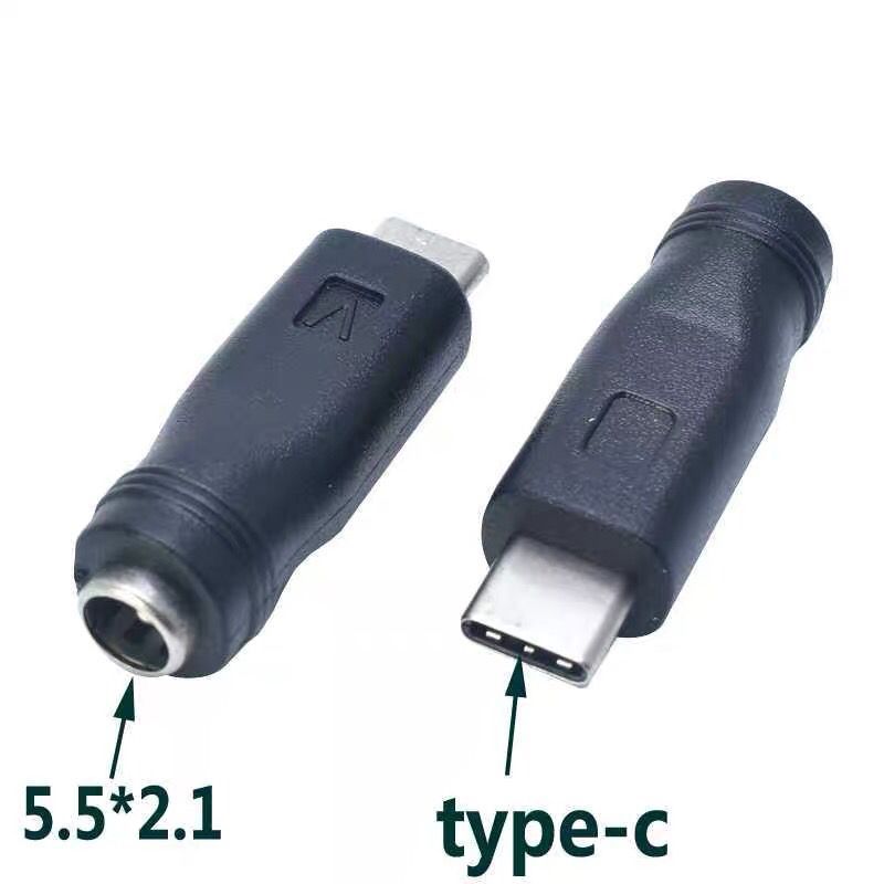 DC5.5*2.1mm female plug to Type-c Android smartphone power charging mini T-type adapter full figure