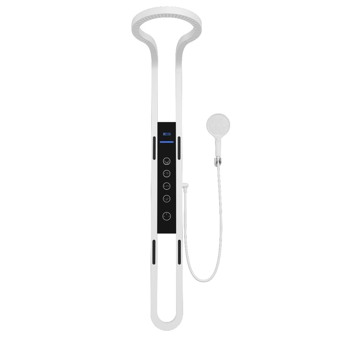 New cross-border foreign trade circular waterfall sky shower head set, all-copper constant temperature pressure-increasing digital display shower screen Item Picture