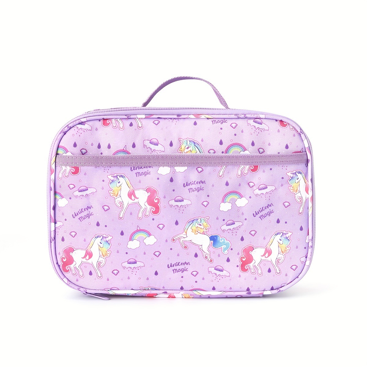 Cartoon unicorn single-shoulder lunch bag, children's portable bento bag, student ice bag, outdoor picnic insulation bag Specification drawing
