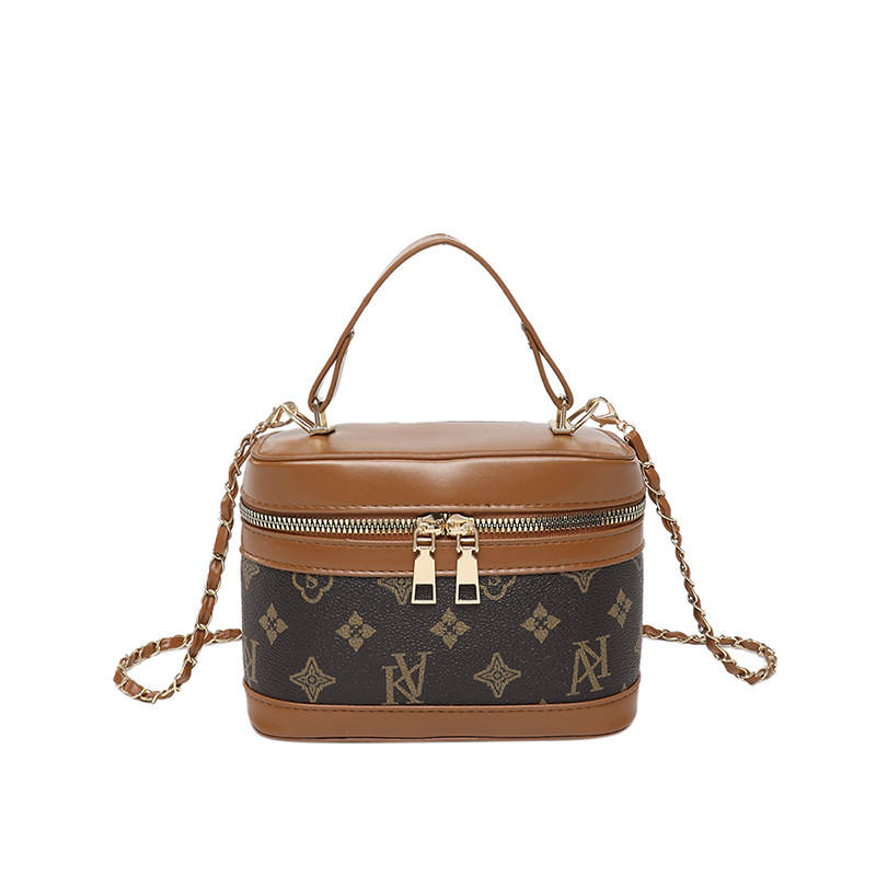 Stylish, casual, large-capacity 2025 new style, textured and fashionable printed box, chain hand, shoulder, crossbody small square bag Item Picture