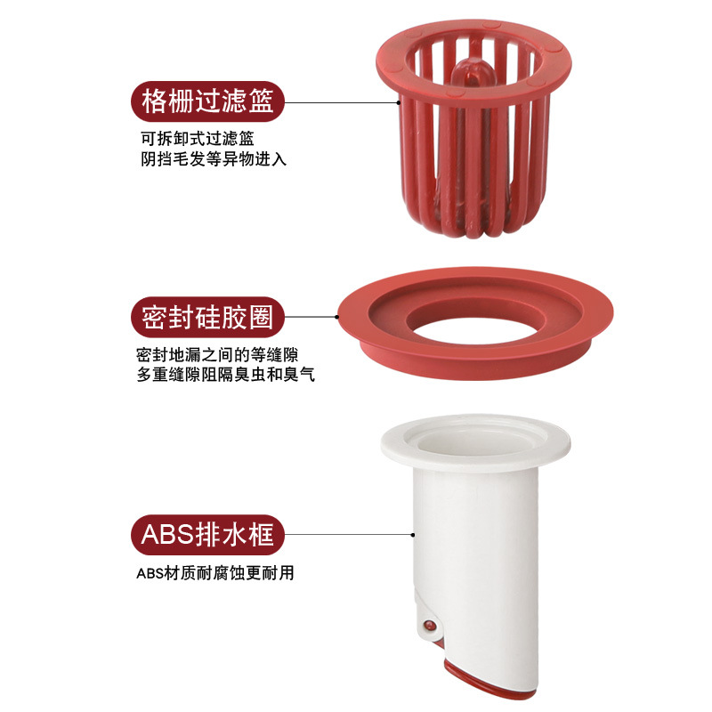 Small-diameter floor drain anti-odor wonder, universal anti-insect for bathrooms, anti-odor return for toilets, inner core of sewer floor drain Application Scenario