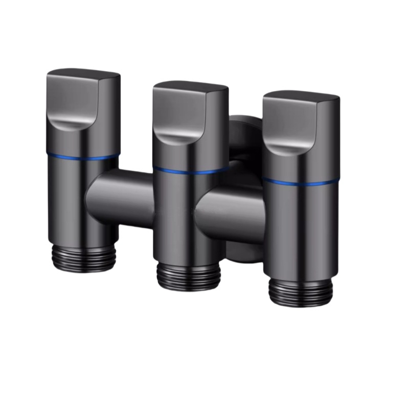 One-inlet three-outlet Angle valve, washing machine water inlet faucet, multi-functional four-way three-control water distributor valve, water distributor joint Item Picture