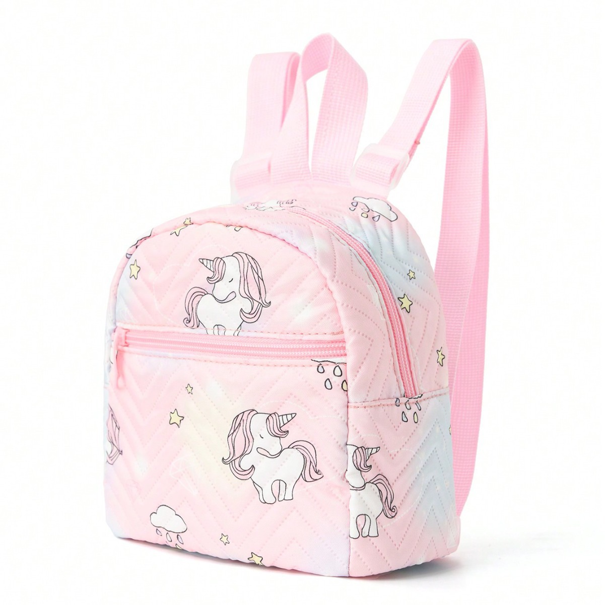 A popular female rainbow multi-color PU quilted mini backpack for cross-border trade, a casual, fashionable and high-end backpack full figure