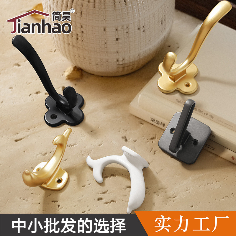 Modern and simple shoe cabinet and wardrobe hooks, Nordic entrance dolphin coat hooks, single metal black creative coat hooks full figure