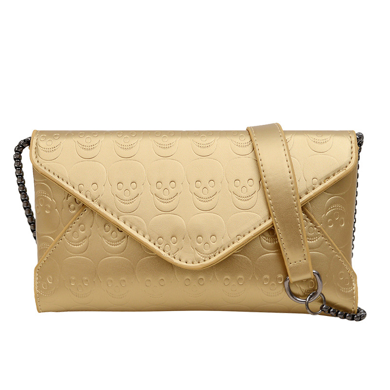 A new, versatile chain lady's dinner bag with a trendy and niche skull envelope from Europe and America, and a fashionable single-shoulder crossbody bag Item Picture