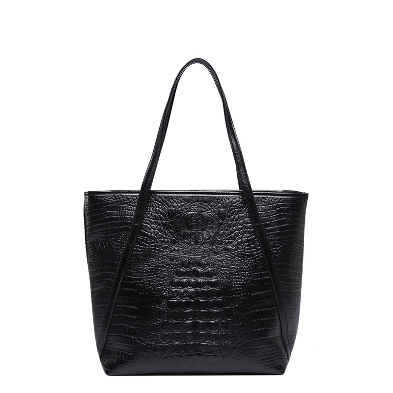 Korean women's bag 2025 New style simple and versatile crocodile pattern cross-border large bag, fashionable and casual hand-held shoulder bag Item Picture