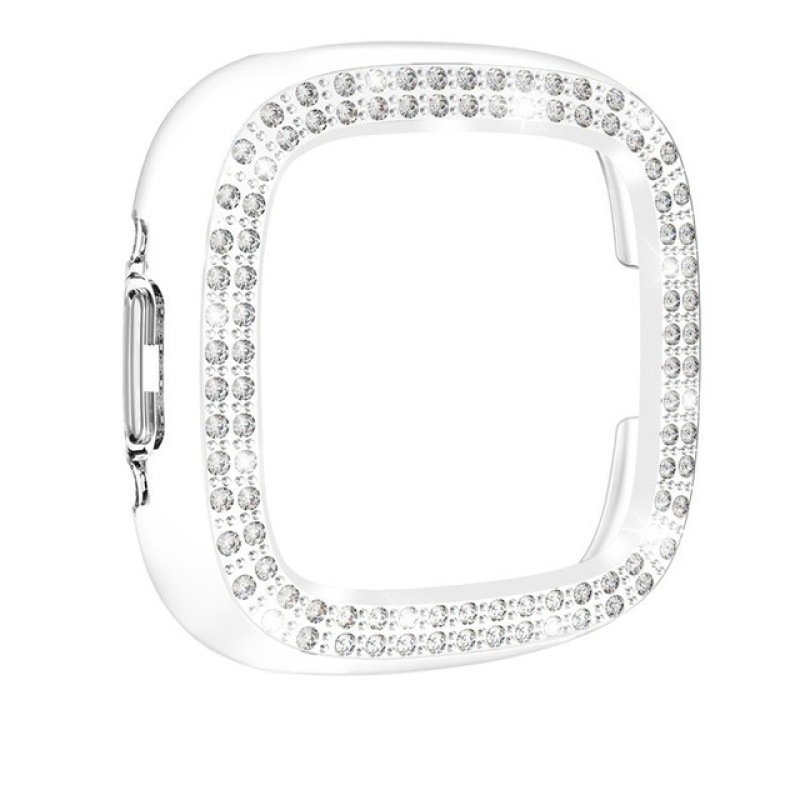 Suitable for Fitbit Versa 4 /sense2 watch cases, PC-plated double-row diamond semi-enclosed hollow protective case Application Scenario