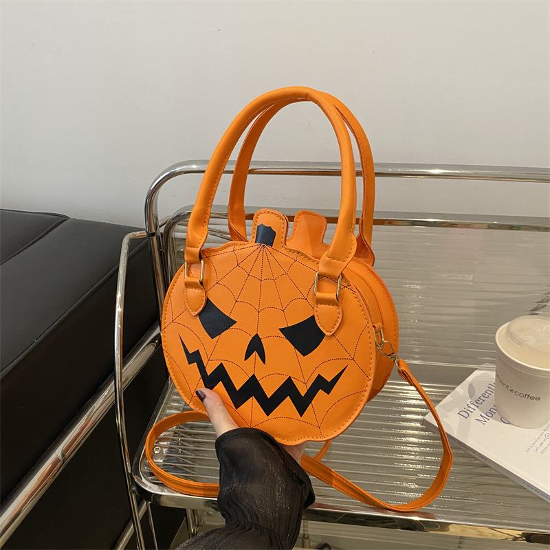 Halloween Funny Pumpkin Bag 2024 New Fashion color-blocking, creative and trendy single-shoulder women's bag, cartoon crossbody bag full figure