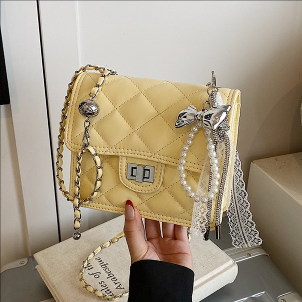 High-end diamond-shaped chain small square bag for women, 2025 new style, fashionable Korean version single-shoulder bag, versatile and casual crossbody bag full figure