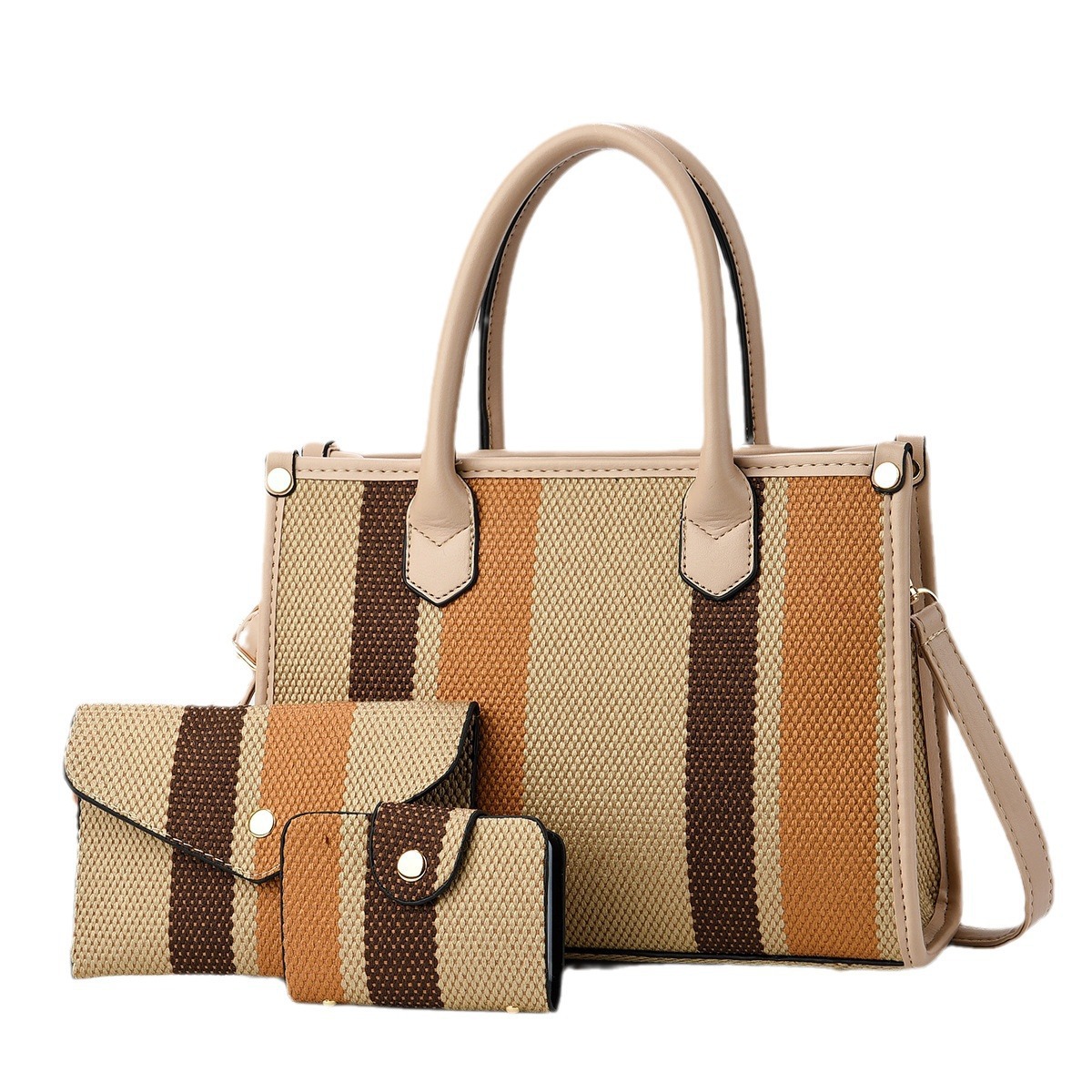 Three-piece set of best-selling fashion crossbody bag 2024 manufacturer's best-selling new hand-held women's versatile PU large bag for foreign trade Item Picture