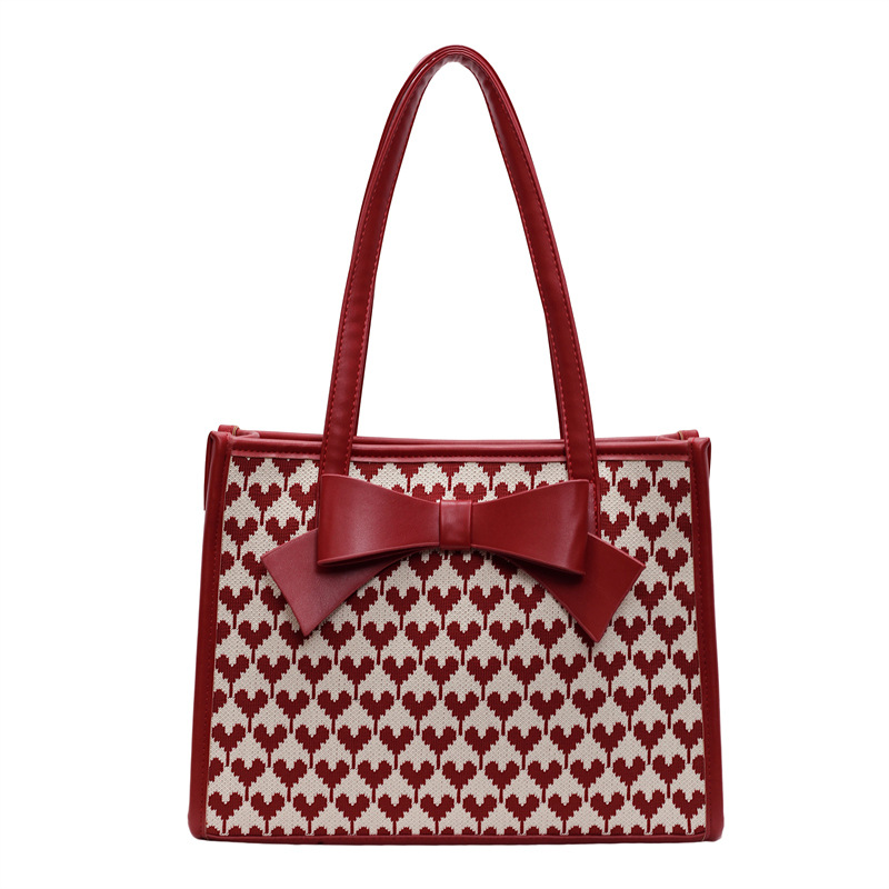Red wedding bag, large-capacity bag, women's 2024 new style, high-end single-shoulder bag, commuter bag, bride's wedding tote bag Item Picture