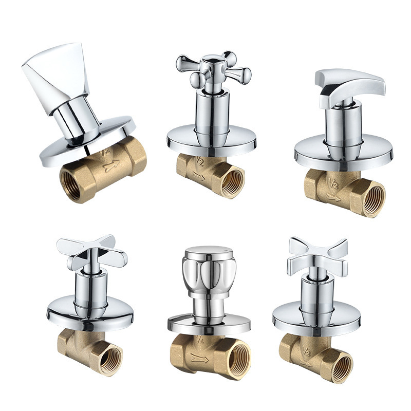 Cross-border copper concealed valve, 4-point concealed switch, bathhouse showerhead valve, 1/2 stop valve, quick-opening solar mixing valve details Picture