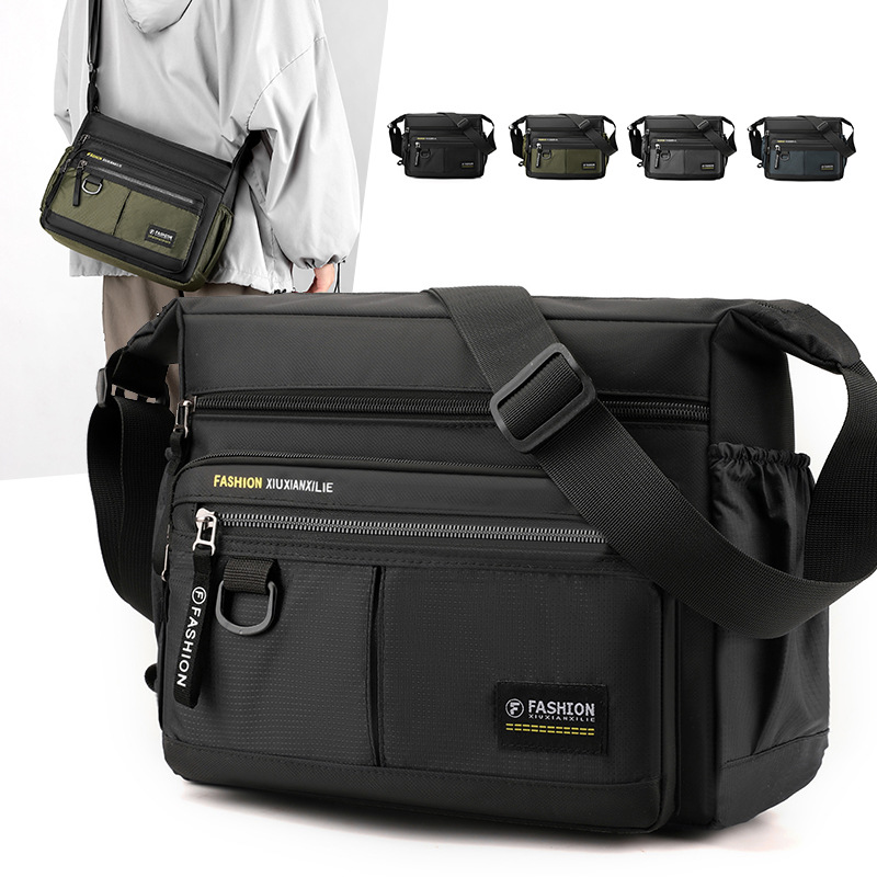 New Oxford cloth men's single-shoulder bag, large-capacity water-resistant crossbody bag, casual travel bag, coin purse full figure