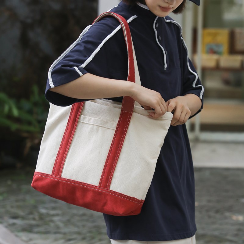 A new trendy and versatile canvas bag for women, a casual tote bag for work and commuting Specification drawing