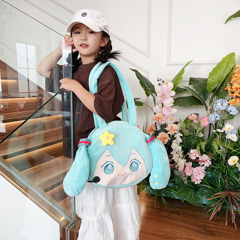 The 2024 new cartoon Hatsune Miku plush backpack, a large capacity bag with a girlish heart Specification drawing