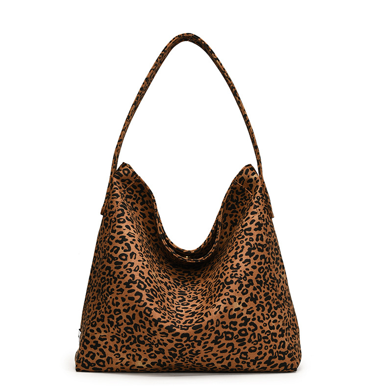 Large-capacity tote bag, 2024 new trendy INS shoulder bag, elegant underarm bag, leopard print simple, Japanese and Korean casual bag Item Picture