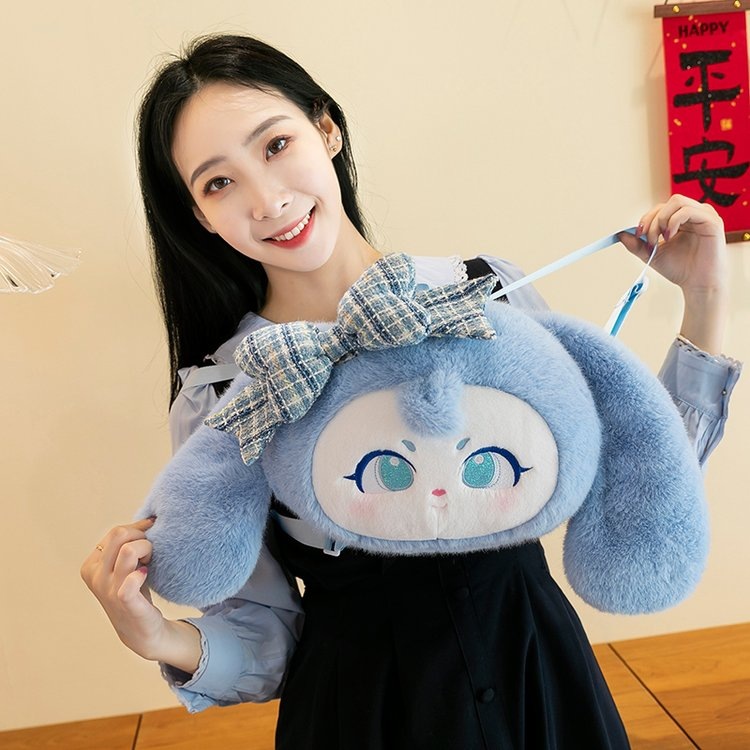 New Kuromi Melody children's plush backpacks, export cartoon Sanrio doll bags, girls' dolls wholesale Specification drawing