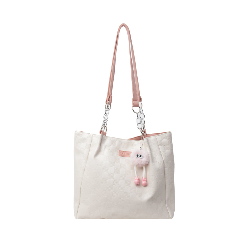 A large-capacity women's 2024 new style textured embossed checkered class and commuting bag, a versatile single-shoulder tote bag Item Picture