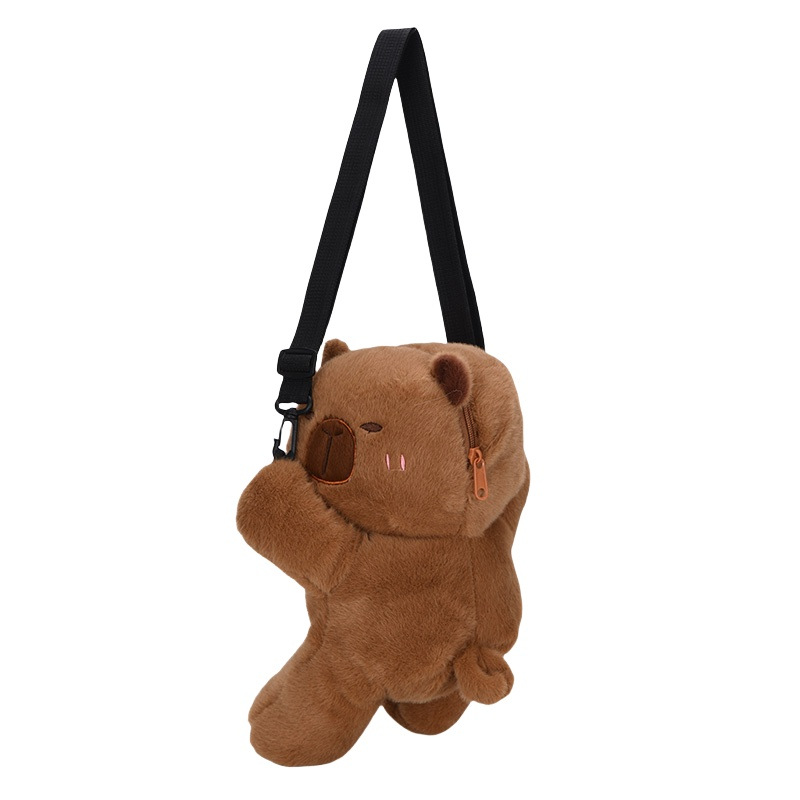 New plush and cute capybara crossbody bag, high appearance level, sloth piglet single-shoulder bag, student commuting backpack, and doll bag Item Picture
