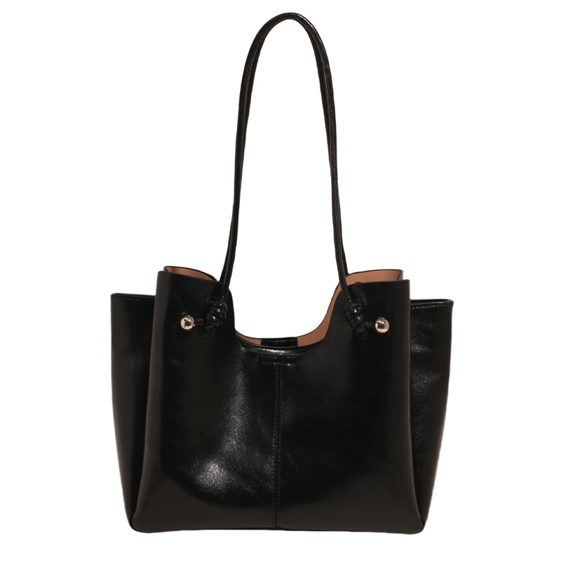 High-end, versatile, simple and large-capacity tote bag 2025 new style, stylish Korean style, solid color commuting single-shoulder bag Item Picture
