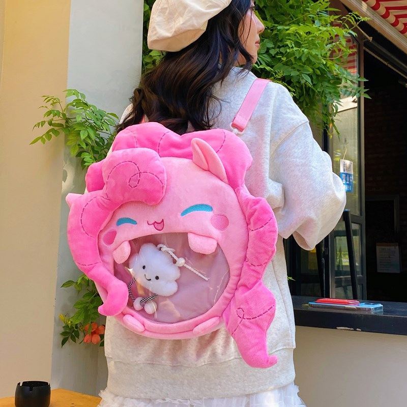 New cartoon pink pain bag, cute 2D backpack, girlish heart, large-capacity backpack, birthday gift wholesale details Picture