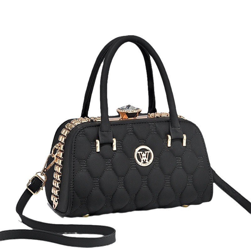 Cross-border delivery of new steel frame pillow bags, women's bags, handbags, stylish diamond-encrusted bags, steel clips, women's single-shoulder crossbody Item Picture