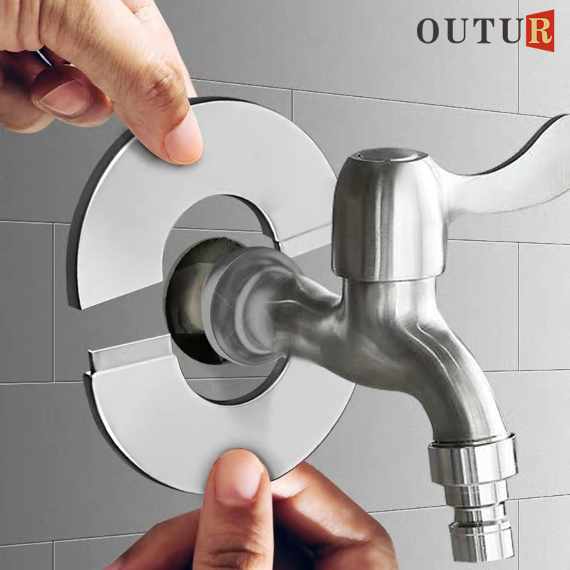 Triangular valve decorative cover, shower head faucet, stainless steel circular cover, ugly cover, water pipe mixing valve, wall opening, enlarged cover full figure