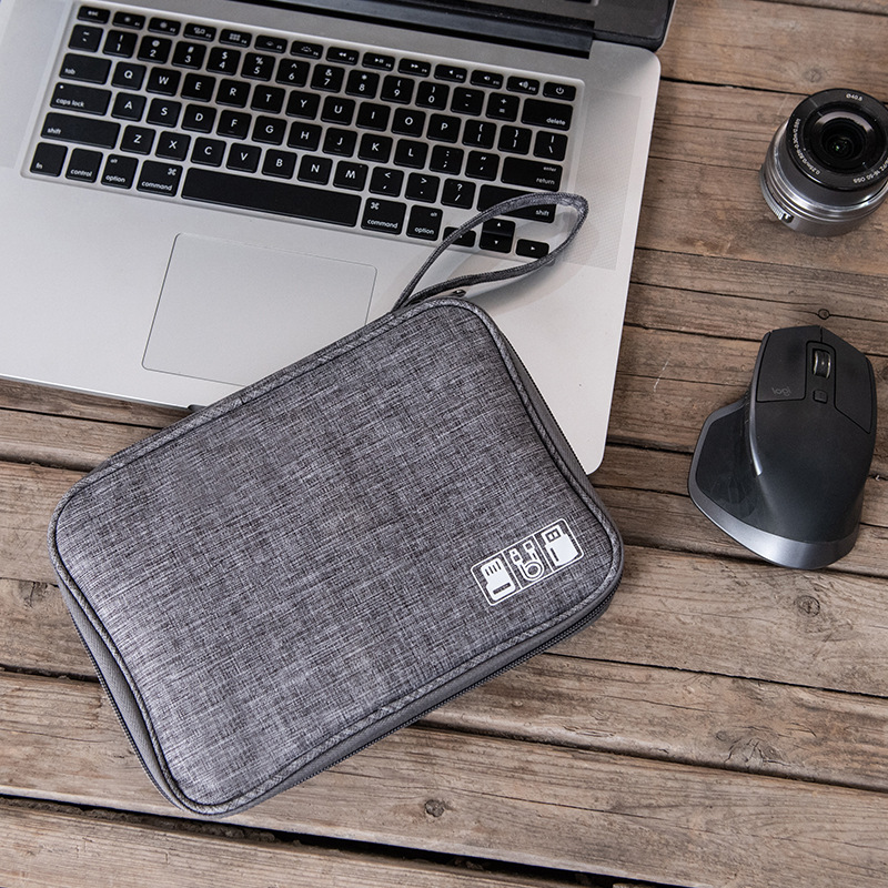Runhui flat Digital Bag, multi-functional data cable storage bag, Power bank power cord, Earphone storage bag wholesale Specification drawing