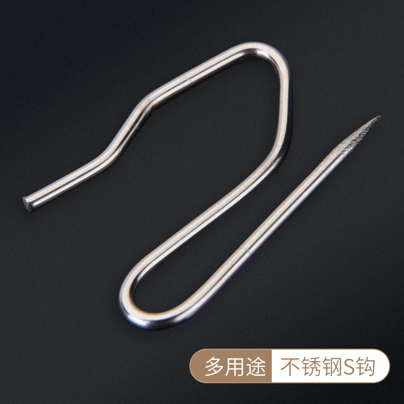 Curtain hooks, stainless steel large S-shaped hooks, stainless steel pointed hooks, stainless steel four-claw hooks, four-fork hooks, single hooks, S-shaped hooks, auxiliary Specification drawing