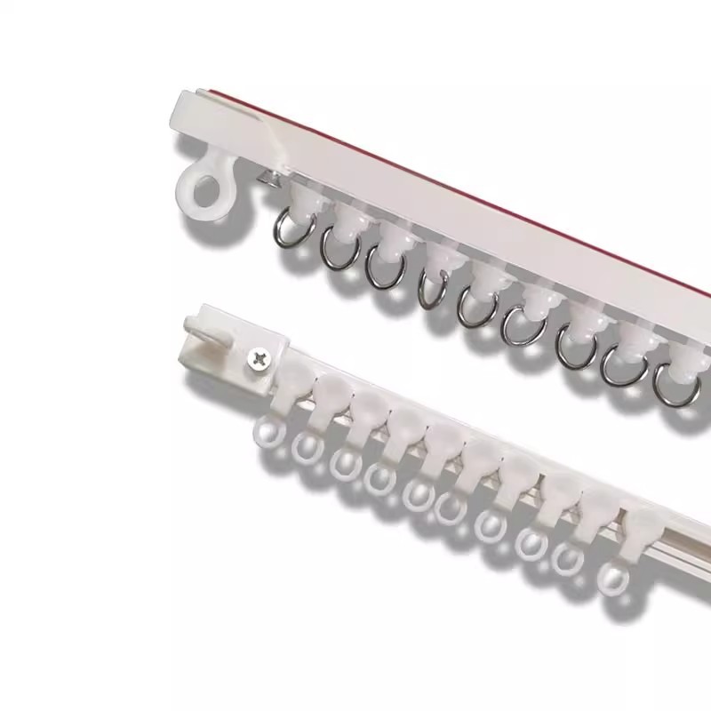 Perforation-free curtain track, slide rail, hook-type guide rail, curtain rod, bed curtain, pasted type, nail-free slide rail, pulley, single rail Item Picture