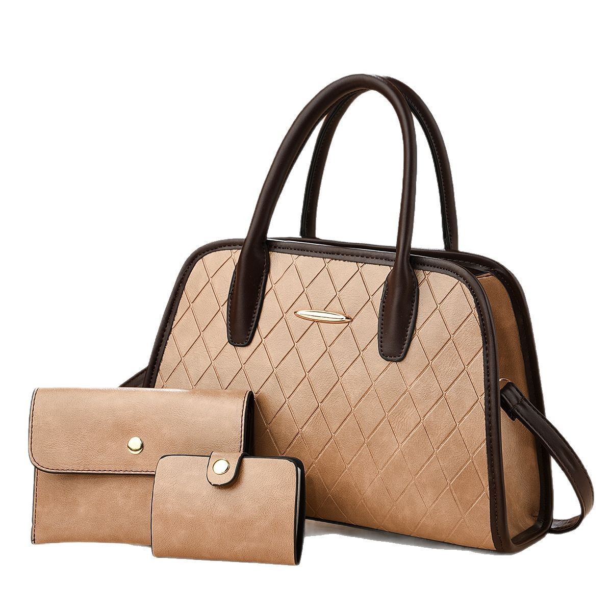 New diamond-patterned single-shoulder women's bag, large-capacity handbag, simple cross-border casual shoulder bag for women Item Picture