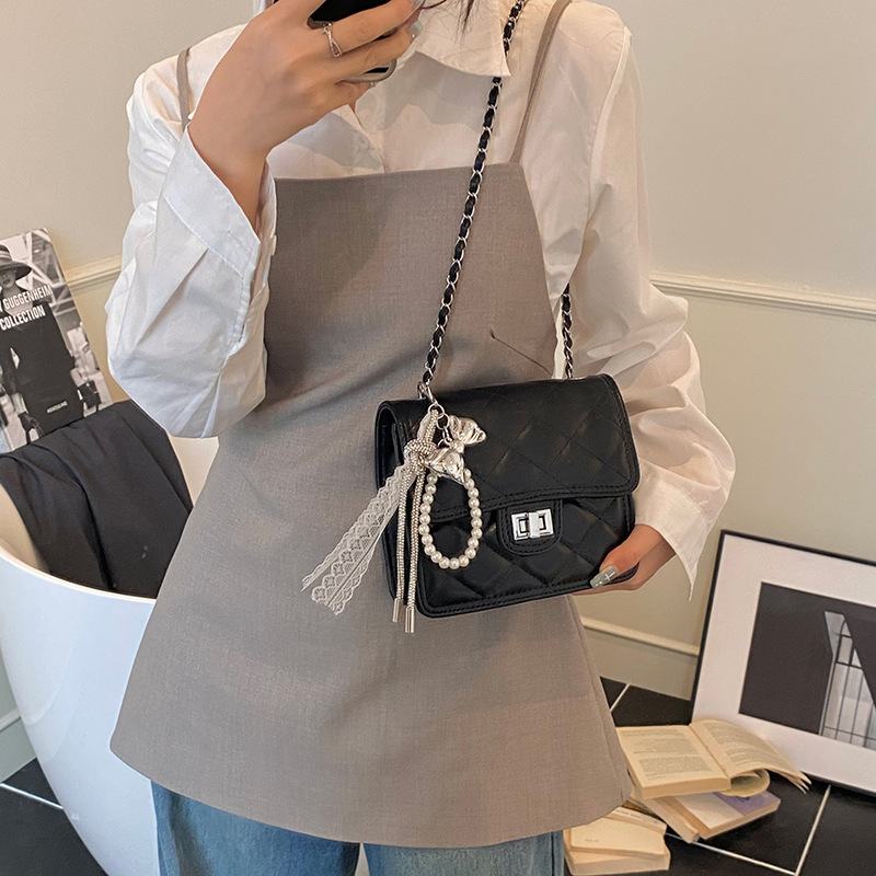 High-end diamond-shaped chain small square bag for women, 2025 new style, fashionable Korean version single-shoulder bag, versatile and casual crossbody bag Specification drawing