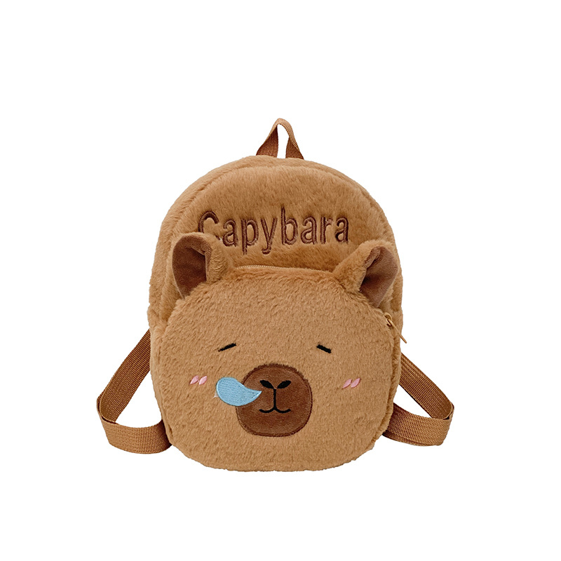 Wholesale of cute new Capibara cute double backpacks, cartoon capybara, versatile girl plush small backpacks Item Picture