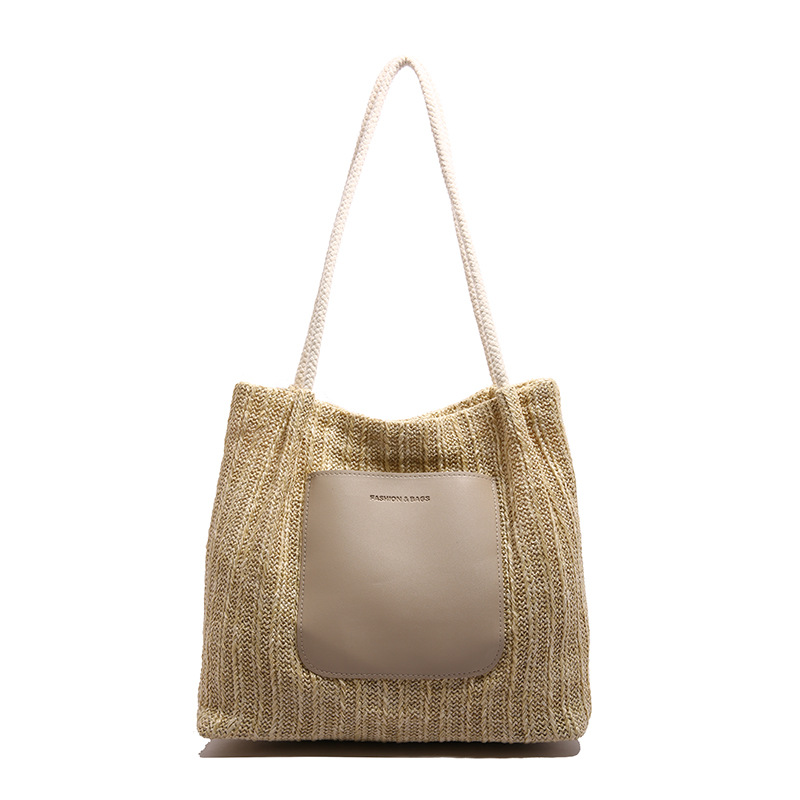 Summer straw woven bag for women, new large-capacity woven single-shoulder bag, high-end texture, niche commuting tote bag Item Picture