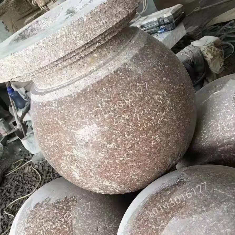 Stone ball roadblocks, square car barriers, marble balls, school anti-collision stone piers, round balls, natural granite car barrier door piers details Picture