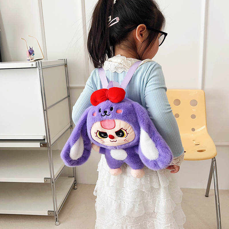 New cartoon doll three-year-old, double-back plush bag, cute rabbit doll bag, girlish birthday gift wholesale Application Scenario